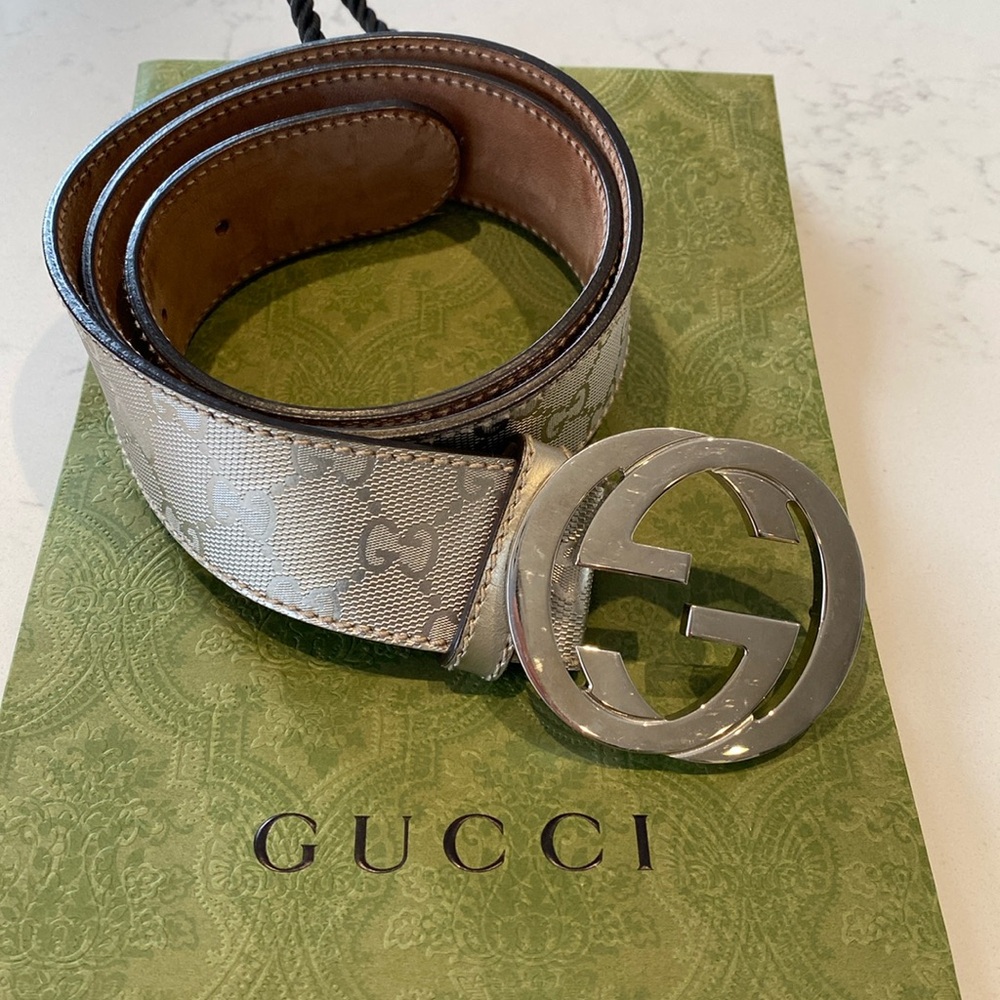 Gucci interlocking G silver monogram belt